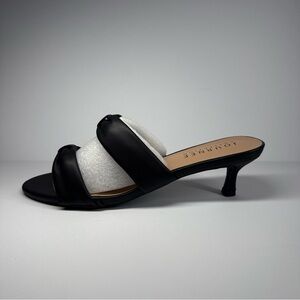 Women's Journee Collection Dyllan Kitten Heel Sandals Black Faux Leather 9.5 US
